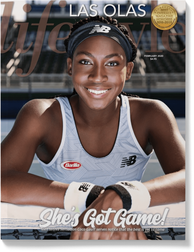 Tennis Player Coco Gauff on the cover of Las Olas Lifestyle Magazine